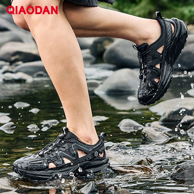 QIAODAN Men Wading Sandals Summer Hollow Breathable Outdoor Lightweight Quick Dry Non Slip Creek Hiking Water Shoes QXF093262924