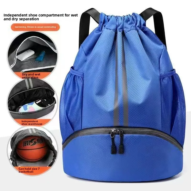 Ultra Light Drawstring Sports Backpack, Dry Wet Separation Fitness Bag for Outdoor Training Basketball Soccer