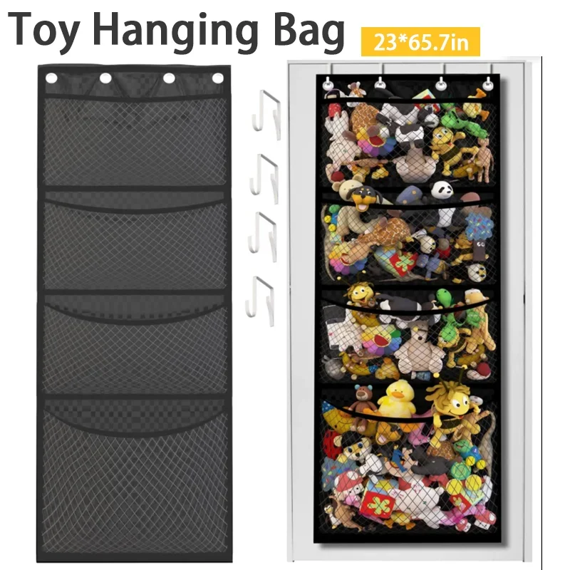 

4 Layer Door Storage Bag Children's Toys Storage Hanging Bag Stuffed Animal Storage Display Kid's Dolls Toys Organizer 23x65.7in