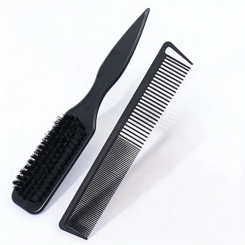 

Professional 2Pcs Hairdressing Kit Luxury Styling Brush Edge Brush Carbon Fiber Comb Double Sided Cutting Comb For Salon & Home