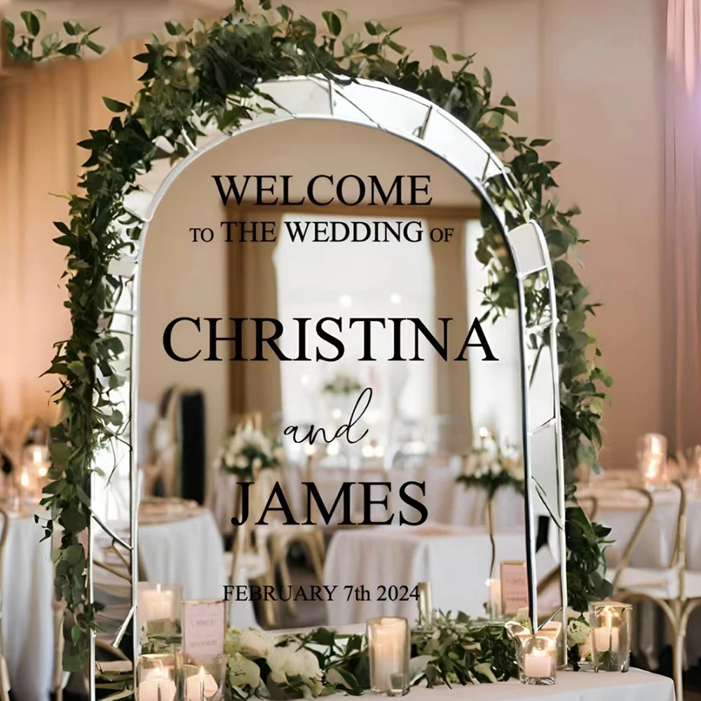 

Welcome To Our Wedding Stickers Custom Names Vinyl Decal Entry Sign Mirrors Sticker For Wedding Decor