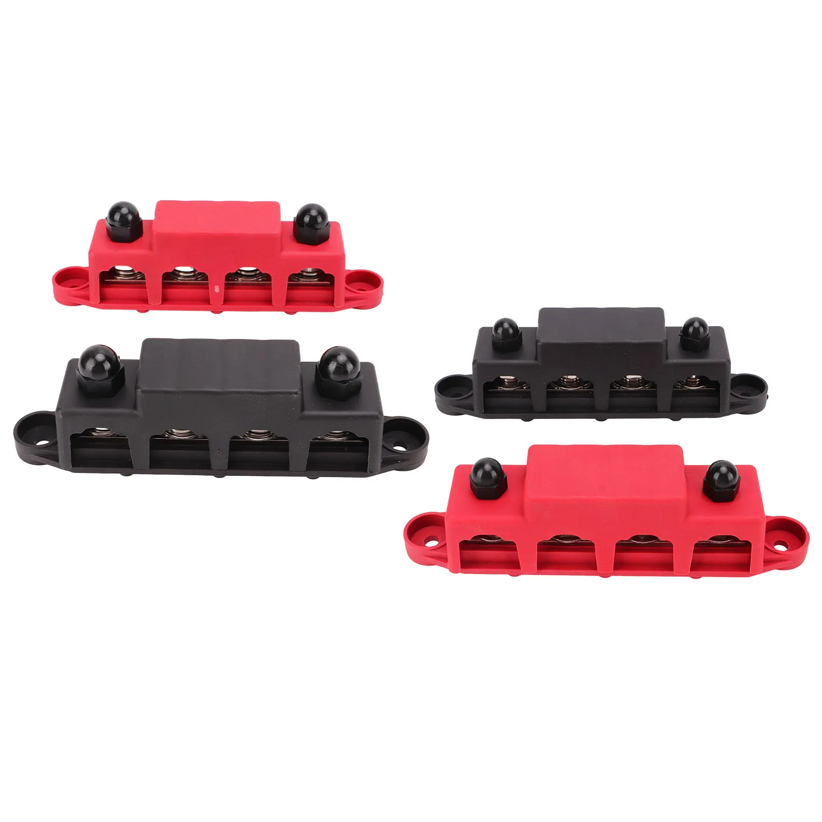 

2pcs Black Red 4 Stud Power Distribution Block Marine Bus Bar with Cover for Car RV Yacht
