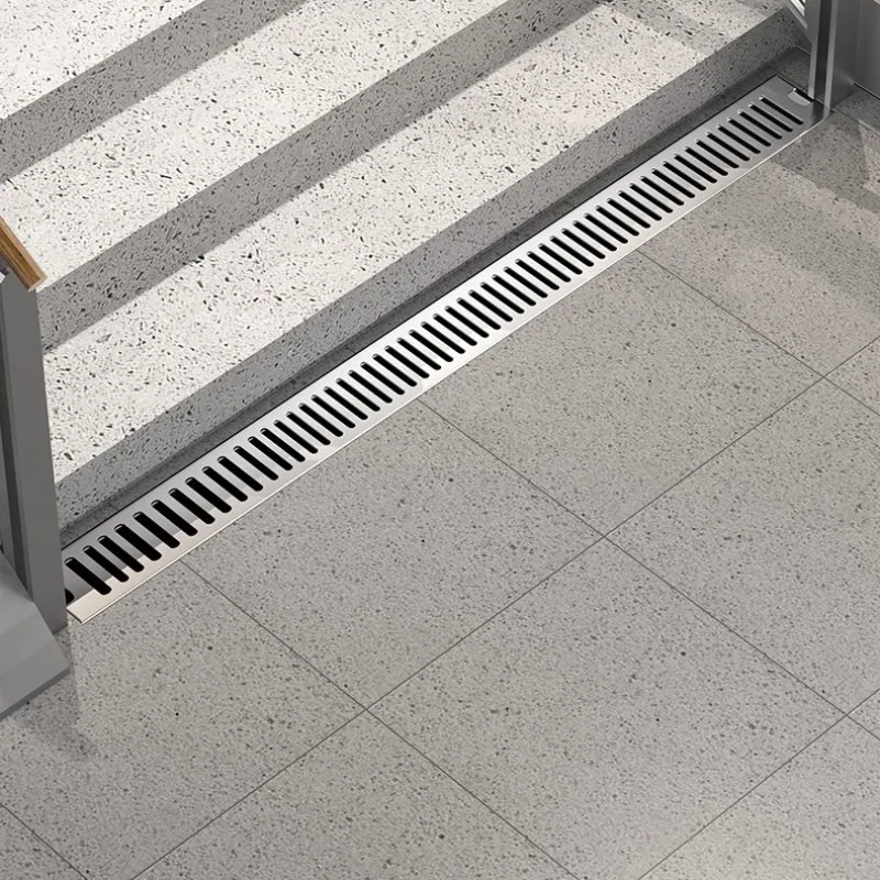 304 Stainless Steel Long Strip Floor Drain Cover, Thickened Shower Room Drainage Ditch, Sewer Only with Floor Drain Cover