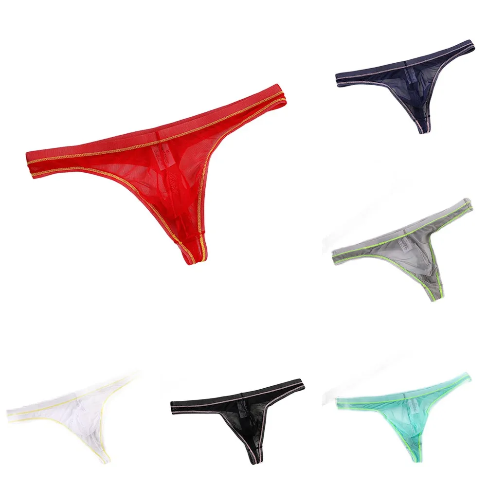 

Fitness Casual G-strings Mens See Through Mesh Low Waist Thongs T-back Briefs Underwear Breathable Bikini Underpants