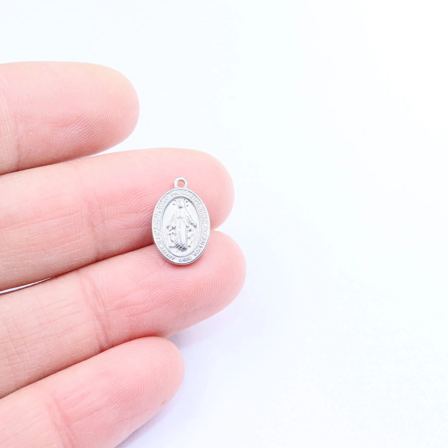 5pcs 316LStainless Steel High Quality Jesus Coin Anti Allergic Women Girl Charms Pendant DIY Jewelry Necklace Earrings Unfading