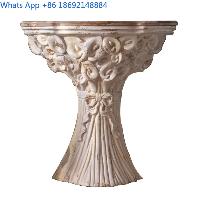 European style entry hall table decorative Roman column balcony flower stand photography prop side table