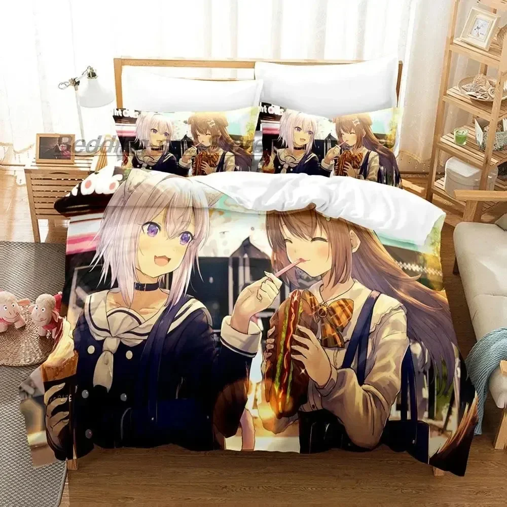 Hololive Nekomata Okayu 3D NEW Duvet Cover Pillowcase Bedding Set Adult Boy Girl Bedroom Decoration Children Single Double Large