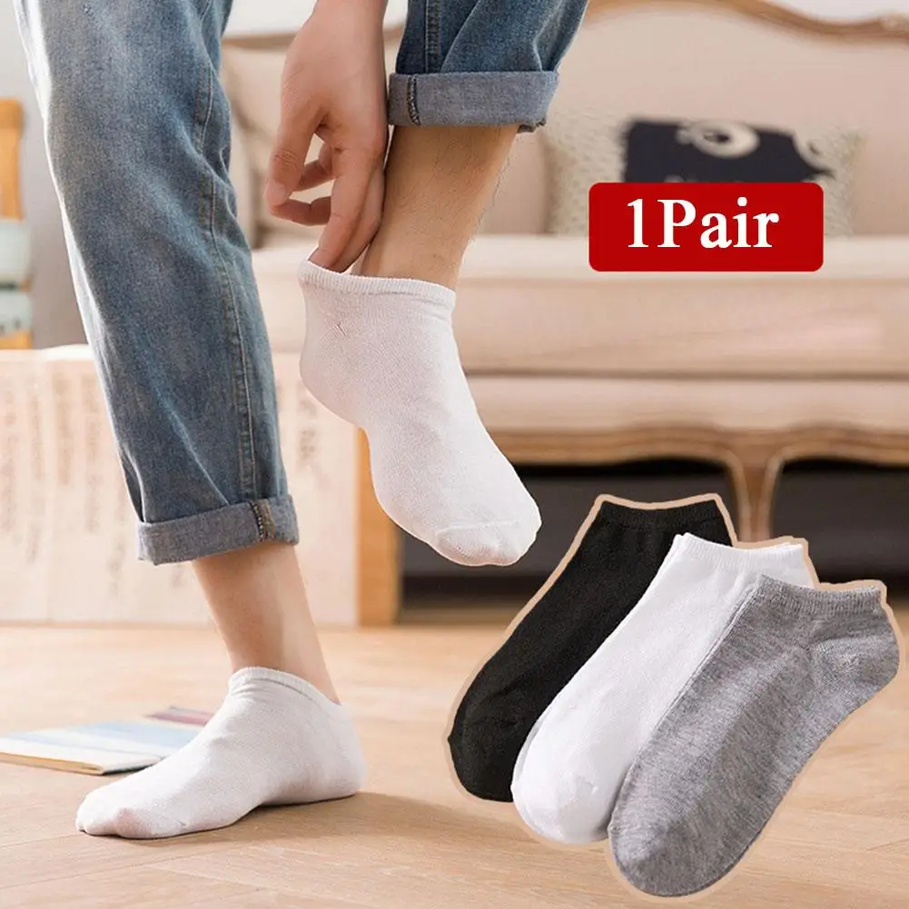 

1Pair Men Boat Socks Thin And Breathable Sports Socks Cotton Design Summer Socks Autumn Comfortable Color Solid Non-slip An O8U4