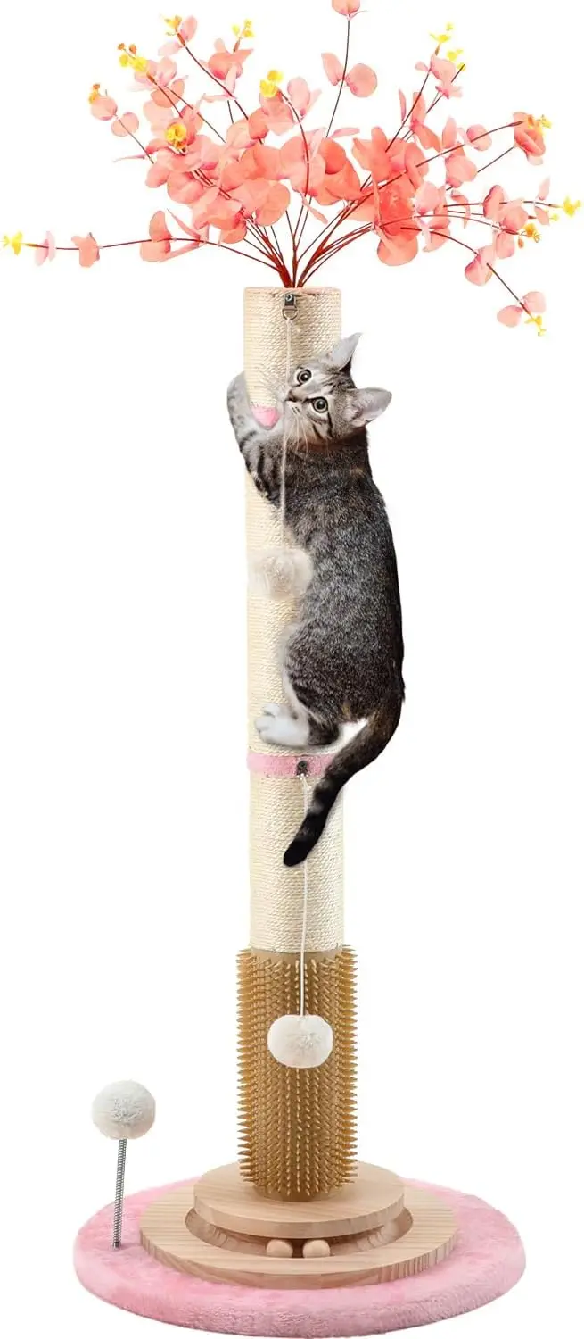 

45'' Tall Cat Scratching Post,3.5Inch Diameter Sisal Rope Scratching Post for Indoor Cats Adults Kittens,Cat Scratcher with