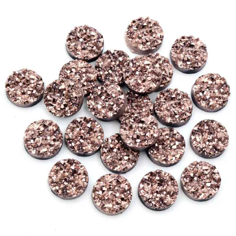 New Fashion 40pcs 8mm 10mm 12mm Mix AB Colors Natural ore Style Flat back Resin Cabochons For Bracelet Earrings accessories