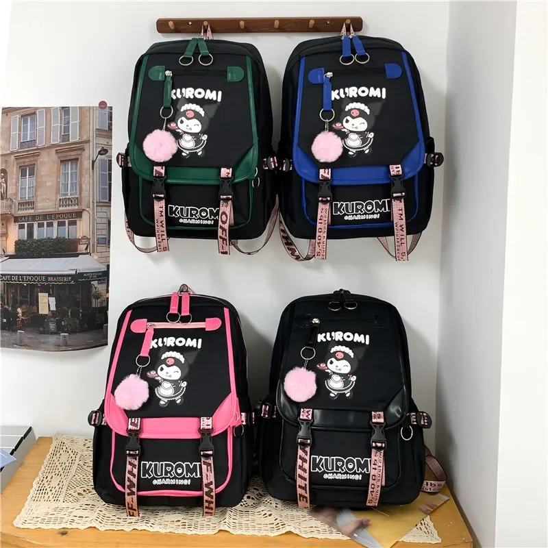 Sanrio Kulomi-mochila escolar Simple para estudiantes, bolso de viaje de gran capacidad, informal, para hombre y mujer