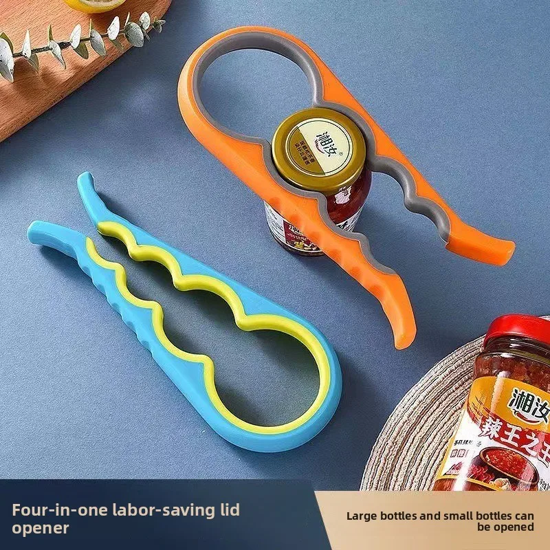 Lid Jar Opener 4 In 1 Handy Screw Cap Jar Openers Multi Purpose Can Opener Bottle Lid Grip Wrench Bottle Kitchen Gadgets