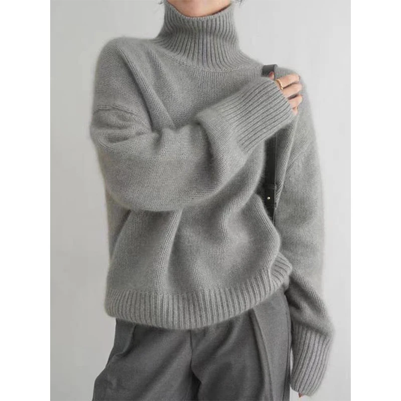 Turtleneck Sweater Women Fashion Basic Knitted Pullovers Winter Korean Long Sleeve Knitwear Ladies Elegant Chic Jumpers Tops New