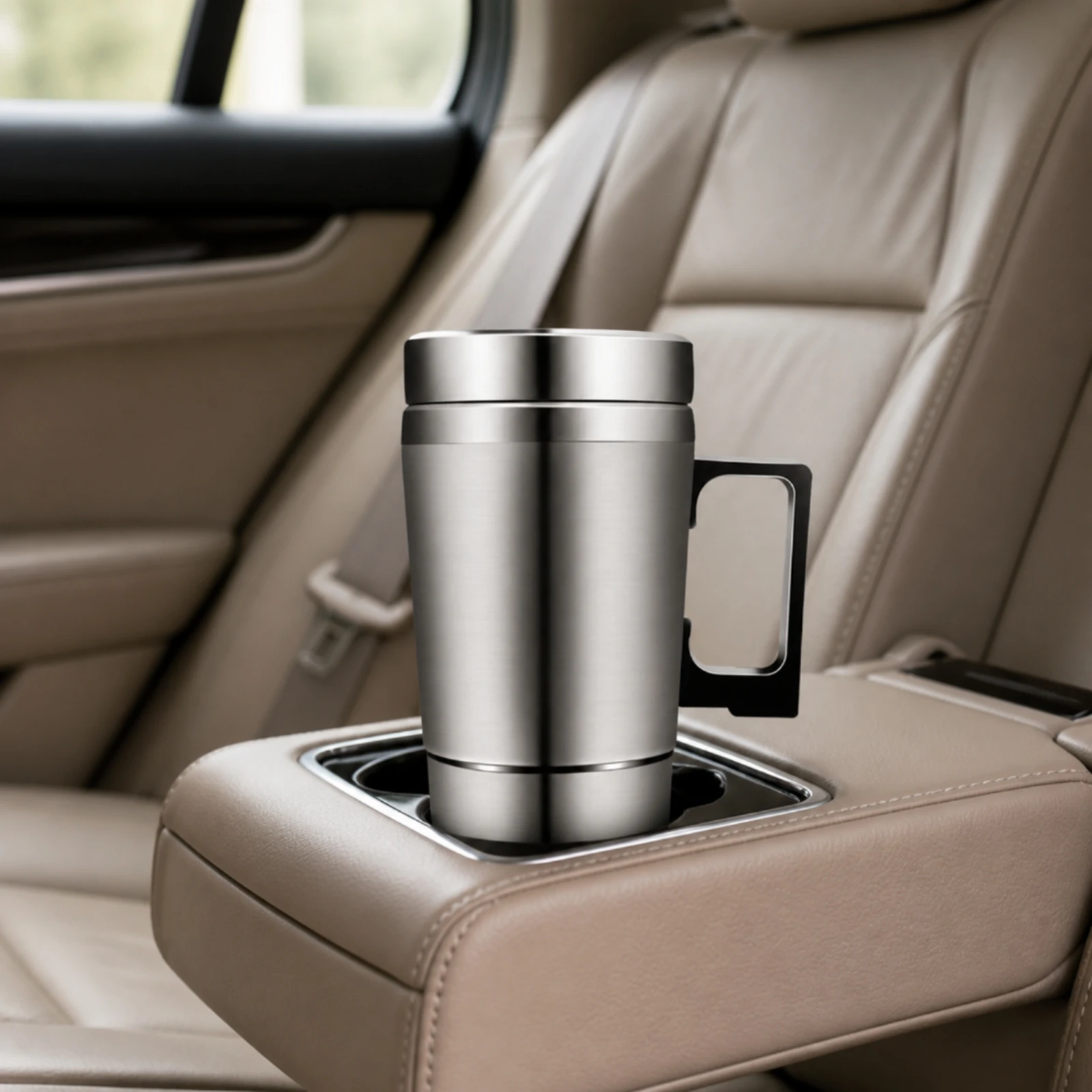 Heated Travel Mug Insulated Stainless Steel Car Heating Cup Mug Compact for Road Trips, Long-Distance Driving