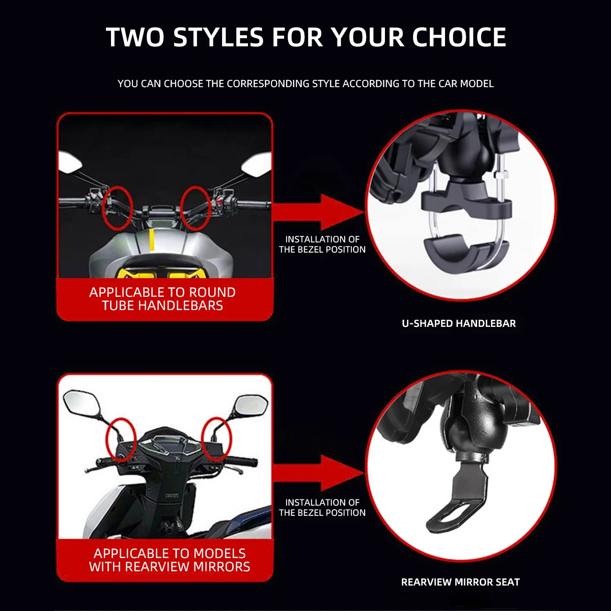 Support de téléphone pour guidon de moto, rétroviseur d'équitation en plein air, support de Navigation GPS pour moto, vélo électrique