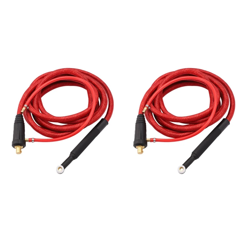 

2X WP9F 4M Red Super Soft Hose Braided Air-Cooled Complete TIG Welding Torch 35-70 Connector