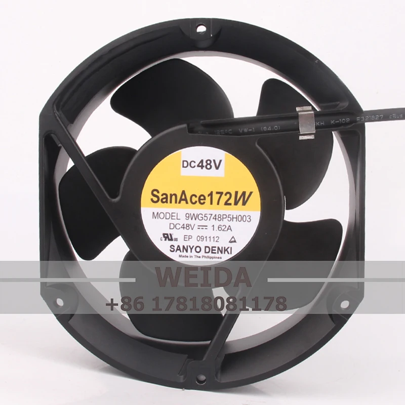 

9WG5748P5H003 Case Fan for SANYO 172*172*51MM 48V 1.62A 17CM Waterproof Server Inverter Cooling Fan