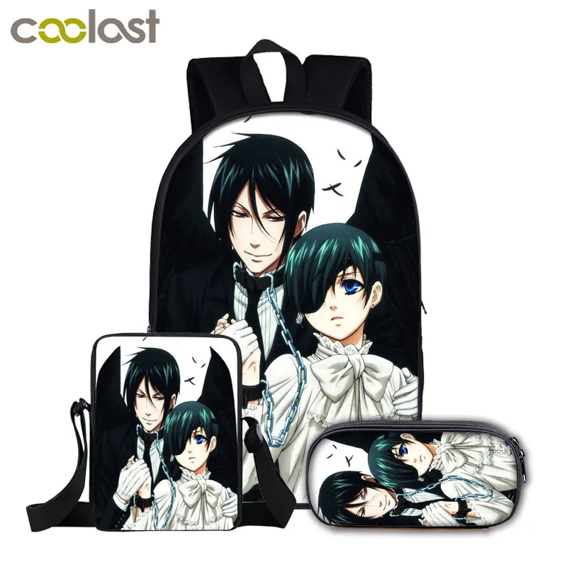 

Trendy Youthful Japan Black Butler 3D Print 3pcs/Set Student Travel bags Laptop Daypack Backpack Shoulder Bag Pencil Case