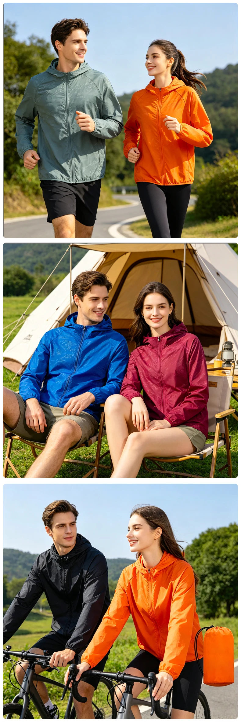 JNLN Wanderjacke für Herren und Damen, wasserdicht, Sonnenschutz, Windjacke, Camping, Klettern, Outdoor, Regenmantel, Unisex, tragbare Kleidung – Detail 18