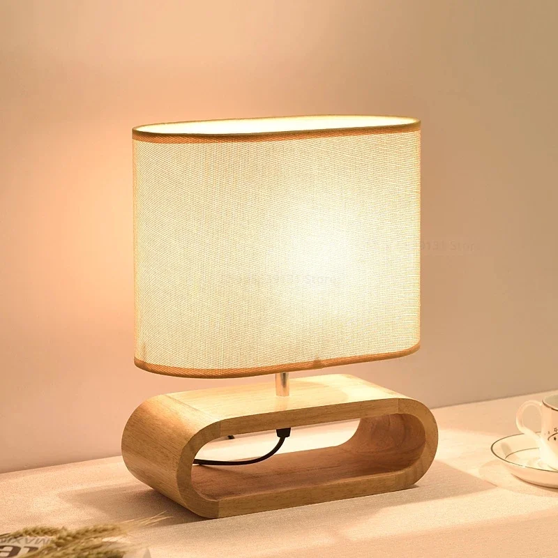 Modern High-end Solid Wood Table Lamp for  Living Room Bedroom Art Decor Desk LED Reading Lighting Fixture Decoration Simple