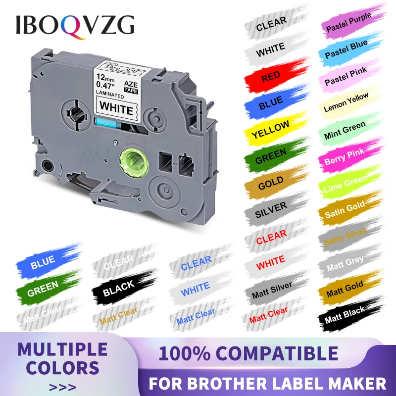 TZE-231 Label Tape Compatible for Brother Label Tape 12mm for P-touch Label Maker H110 H200 P710BT Laminated Adhesive Ribbon