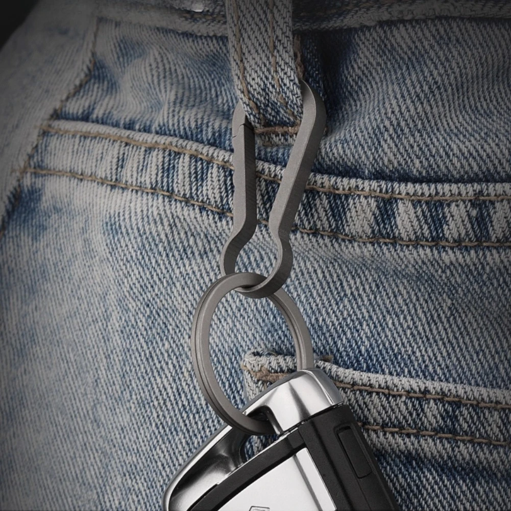 Titanium Alloy Mini Key Ring Lanyard Metal Portable Multifunctional Outdoor Mountaineering Fob Car Accessories EDC Tools