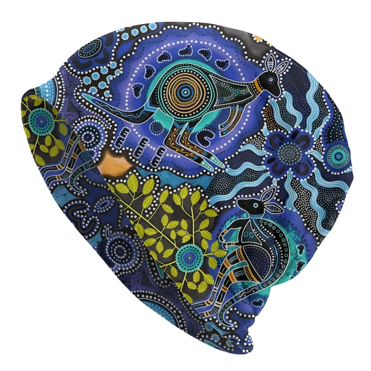 Kangaroo Dreaming Thin Skullies Beanies Fashion Caps For Men Women Australian Aboriginal Art Ski Caps Bonnet Hats