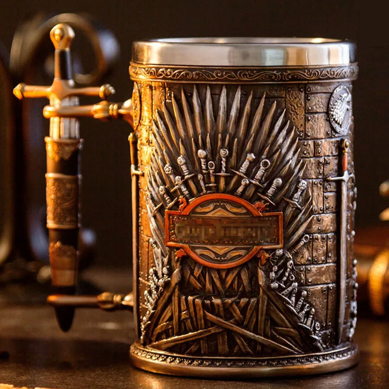 

Retro Stainless Steel Resin Beer Mug Coffee Mug A Song of Ice and Fire Viking Pirate Tankard Cup Drinkware Bar Decoration Gift