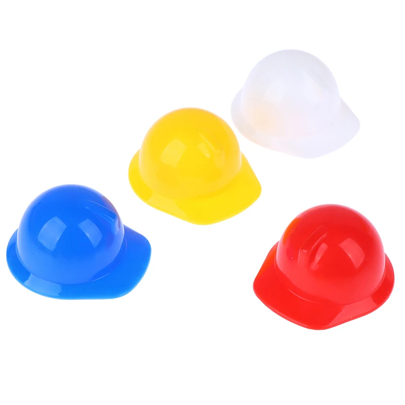 10Pcs/set Mini Doll Helmet 1:12 Dollhouse Miniature Safety Helmet Pretend Role Play Hat Toy Construction Funny Gadgets Kids Gift