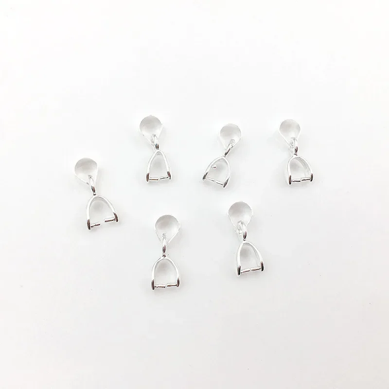 Size 5*13 7*15 8*17MM 10/20/50PCS 925 Silver Findings Bail Connector Bale Pinch Clasp Clip 925 Silver Pendant Fittings