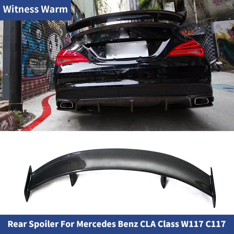 for Benz Cla W117 Spoiler Carbon Fiber Cla45 W117 C200l Rear Trunk Wings Roof Spoiler Frp 14-19