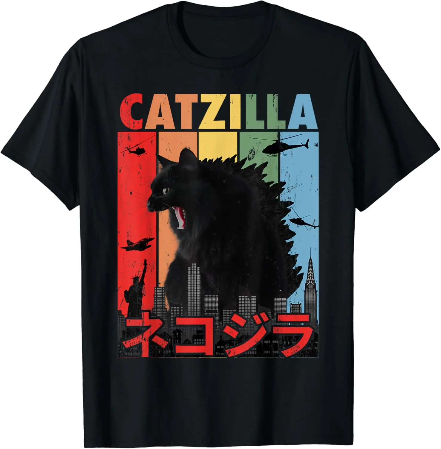 

Vintage Catzilla Japanese Funny Cat Gifts For Men Women Kid T-Shirt Men's A1and women's T-shirts