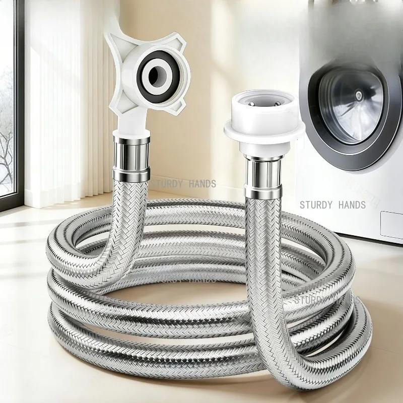 Stainless Steel 4-point Braided Hose Washing Machine Inlet Pipe Universal Household Inlet Pipe Household Hardware Accessories