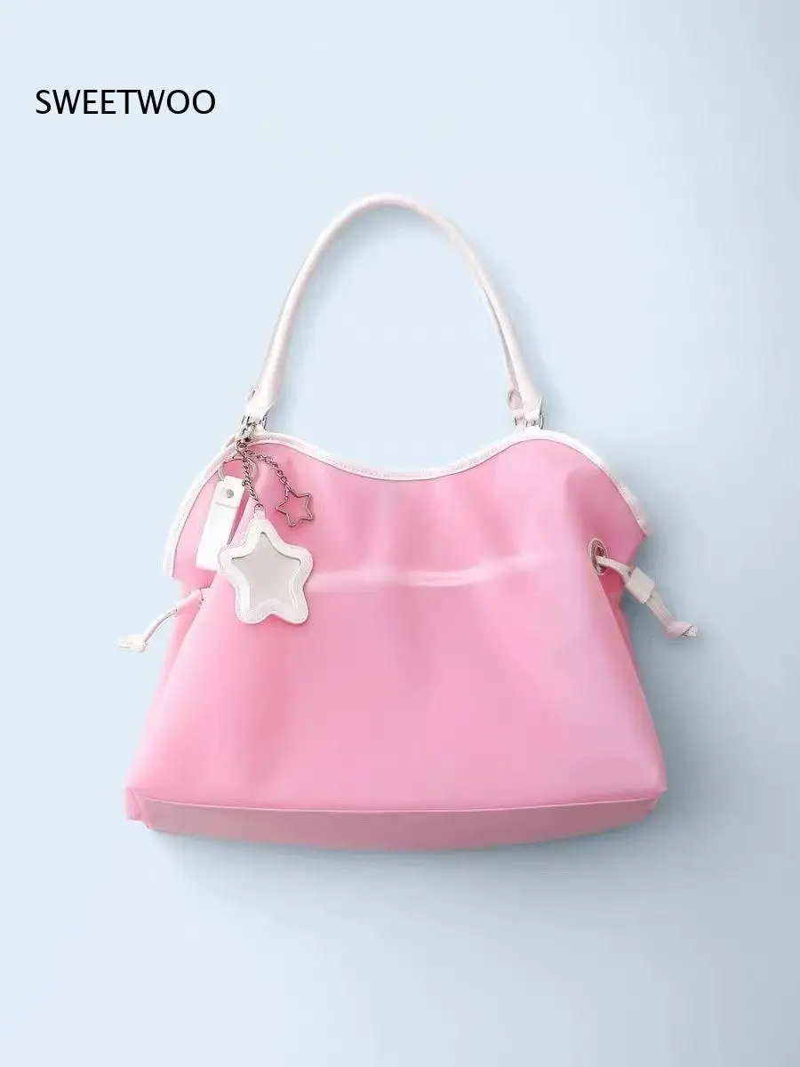 2026 Pastel Jelly Pvc Handbag Drawstring Bucket Design Star Mirror Pendant Summer Seaside Vacation Women Small Storage Purse