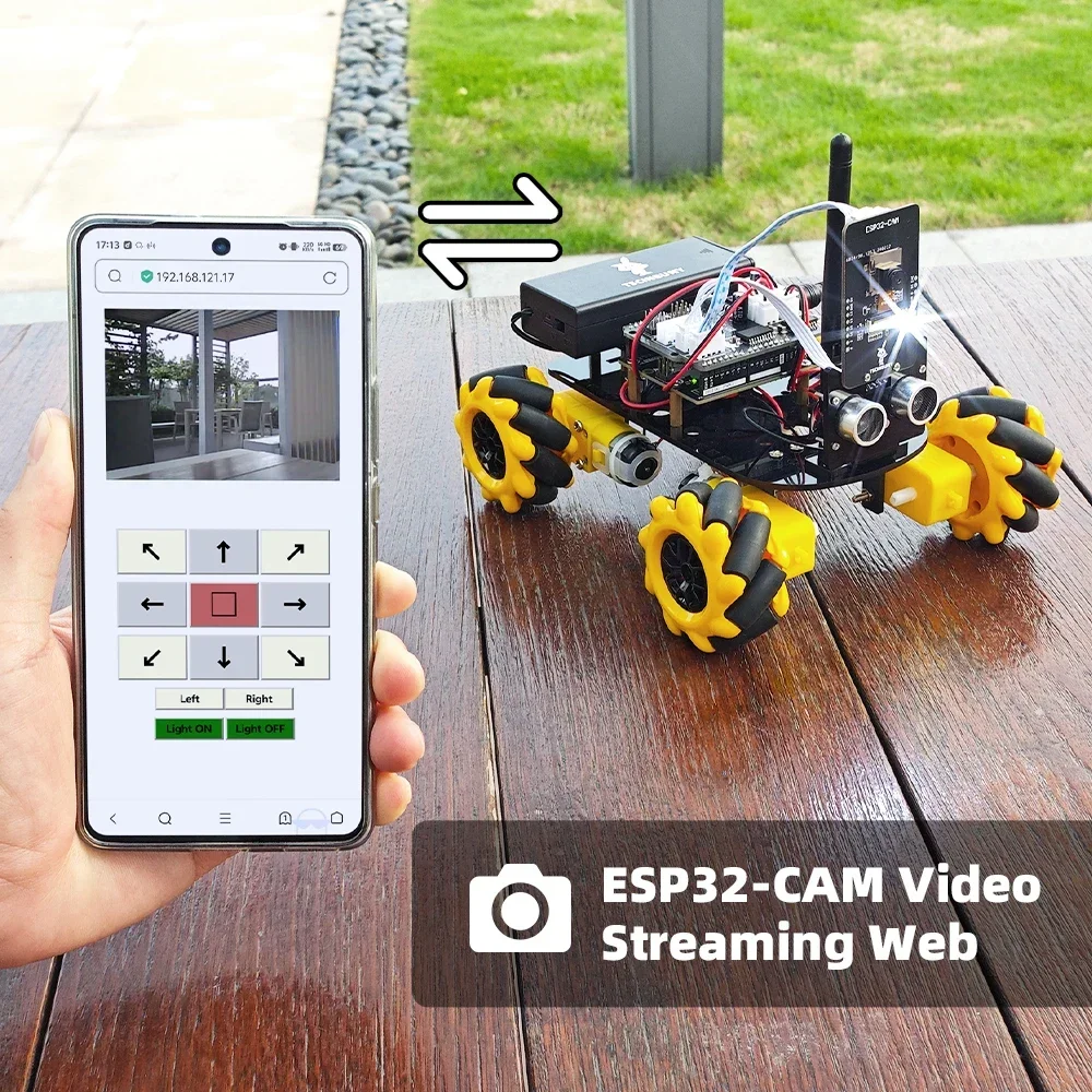 Wrover Cam Robot mobil pintar, Kit Robot pintar WiFi tanpa kabel 4WD ESP32 cocok dengan Arduino Ide