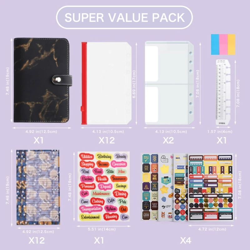 لمخطط غلاف الميزانية الإبداعي مع ملصق أوراق الميزانية ومغلفات الحقيبة