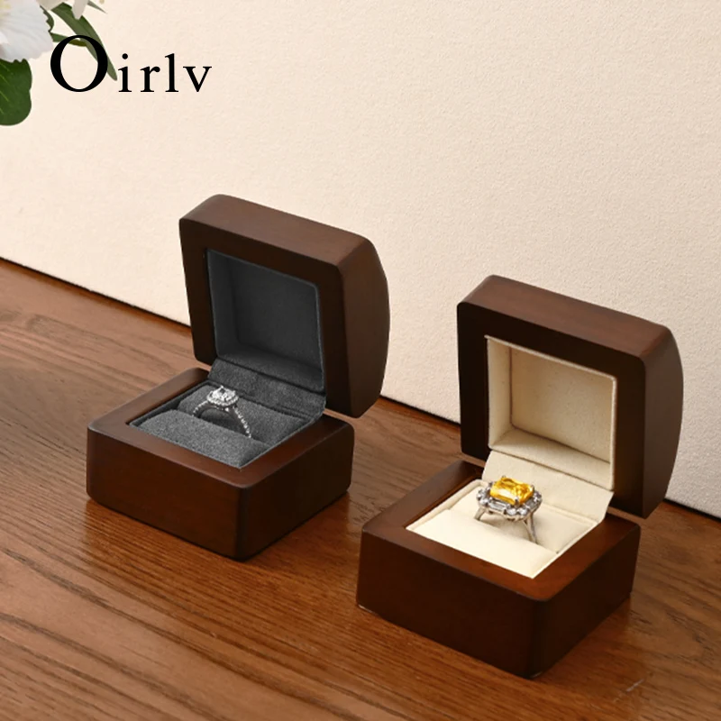 

Деревянная шкатулка для украшений Oirlv, коробка для обручальных колец, органайзер для колец, роскошная подарочная упаковка, портативный органайзер для ювелирных изделий