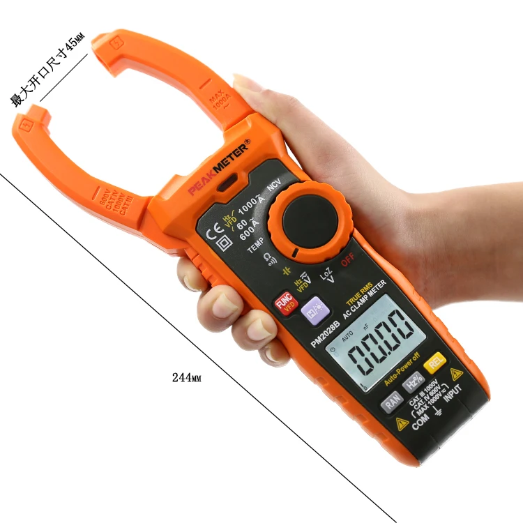 PEAKMETER High Accuracy Digital Clamp Meter Multimeter for Electricians, with 1000A AC Current Measurement, PM2028A/B