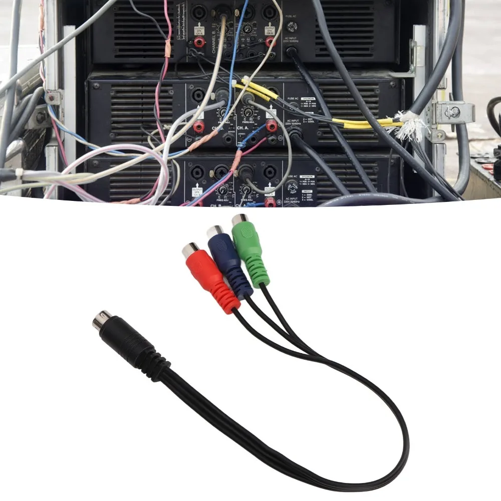 Plug and Play MINI DIN 9 Pin to 3RCA Cable 11.8in MINI DIN 9 Pin Male to 3RCA Female RGB Video Adapter Cable Electronic Devices