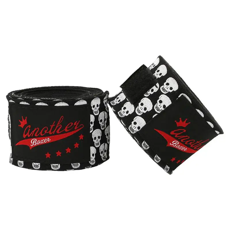 Hand Wraps For Boxing Gloves Unique 9.84ft Spooky Skull Kickboxing Wraps Professional Protective Gear Muay Thai 2PCS Elastic