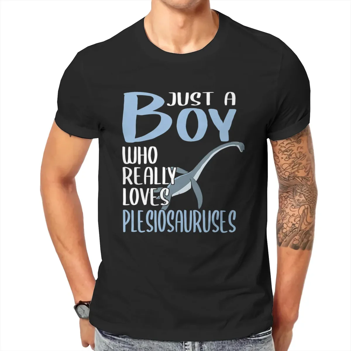 Mens Gift Just A Boy Who Really Loves Plesiosauruses  T Shirt Men T Shirt Summer  Cotton T-shirt Tees Streetwear Harajuku