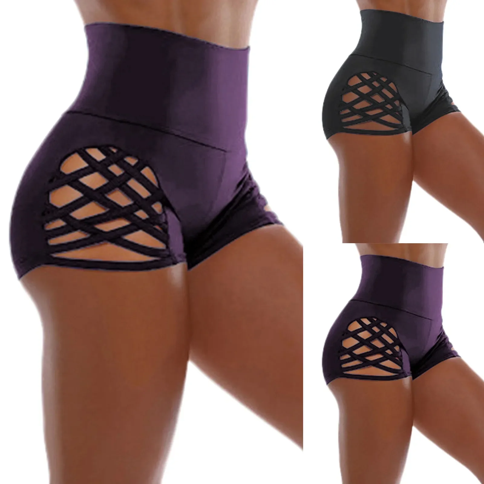 

Yoga Shorts High Waist Printed Sport Shorts Side Hollowed Out Sexy Fitness Shorts Elastic Seamless Hip-Lifting Short Pants 2024