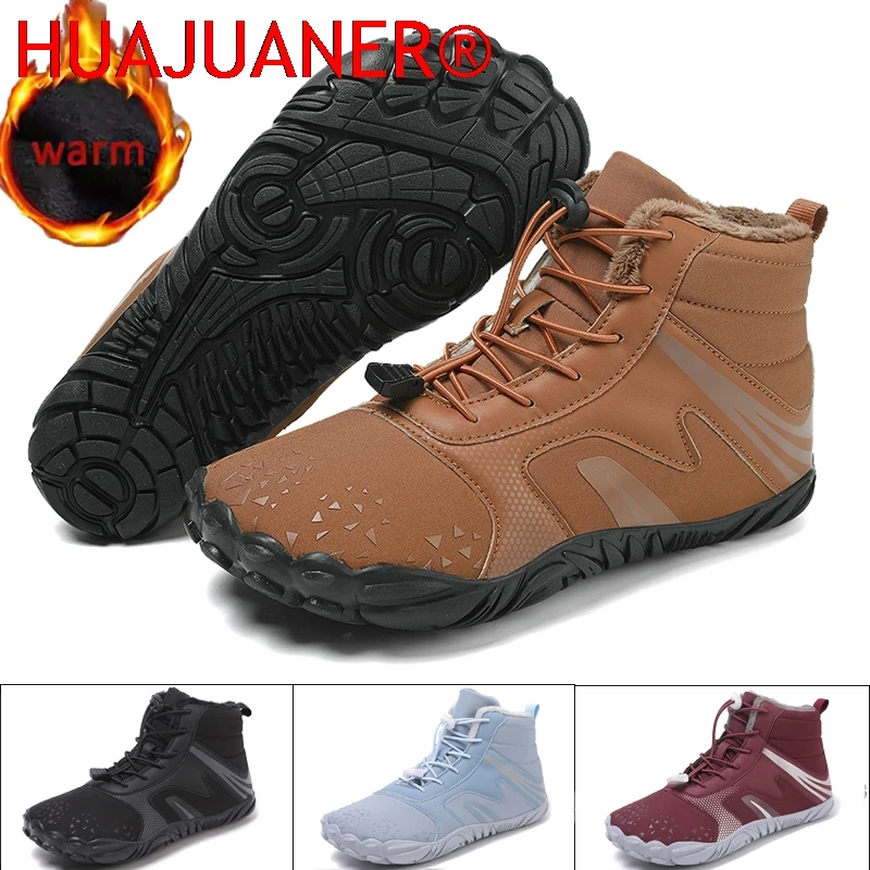 

Зимние ботинки для бега без носков, мужские теплые кроссовки, парные снегоступы, водонепроницаемые уличные ботинки для активного отдыха, мягкие нескользящие кроссовки