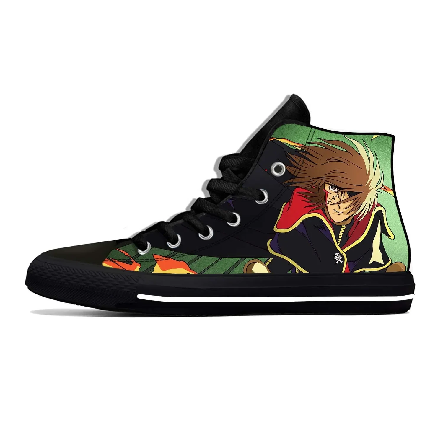 

Anime Cartoon Manga Space Pirate Captain Harlock Casual Cloth Shoes High Top Lightweight Breathable 3D Print Men Women Sneakers