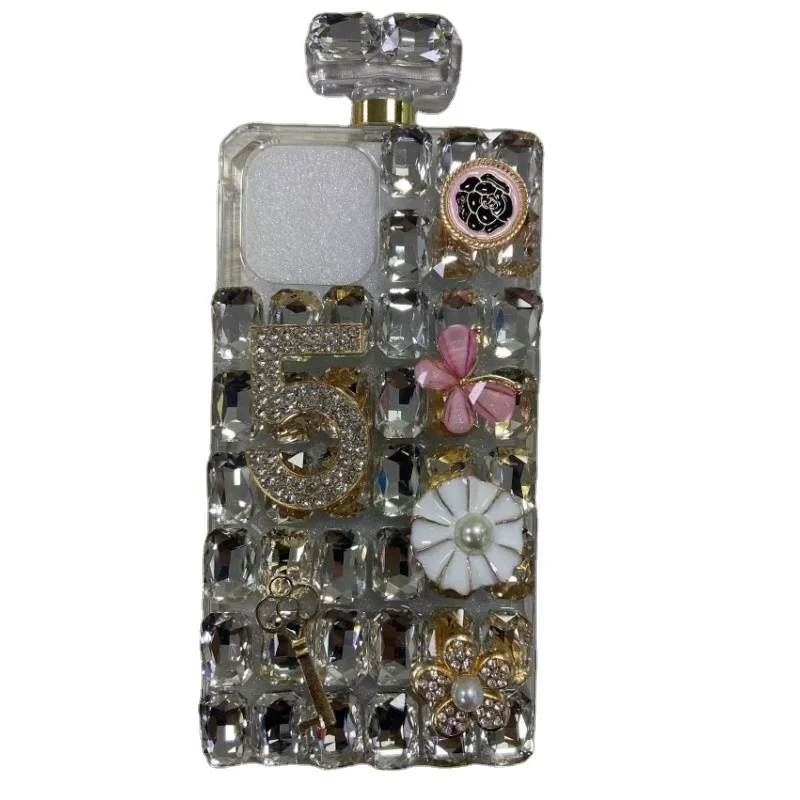 Botella de Perfume con diamantes de imitación, funda 3D para iPhone 16pro 15pro 14pro 13pro Bling Diamond Glitter Crystal Luxury 15 14 13 12 11 Pro Max