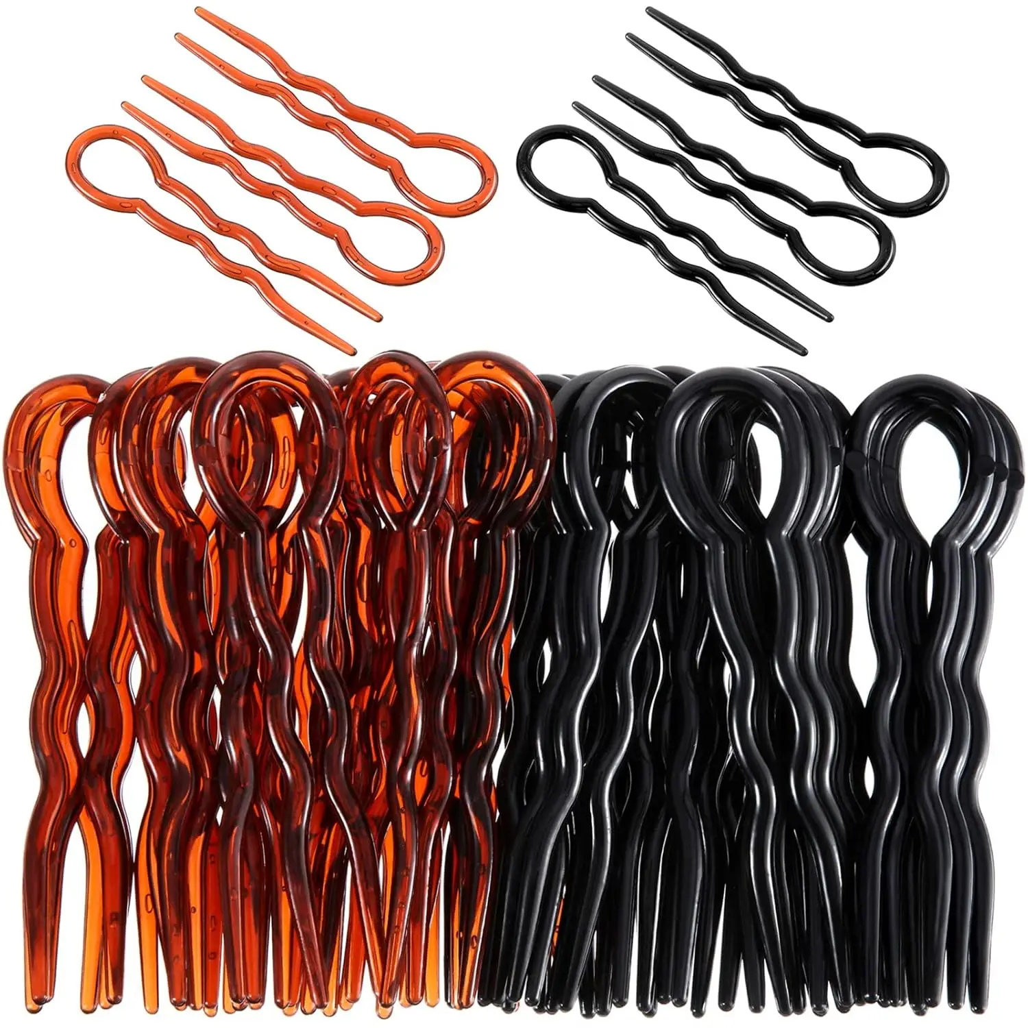 

48 Pcs U Shaped Hair Pins Black Brown Spiral Hair Grips for Women Girls Hairstyle Accessories