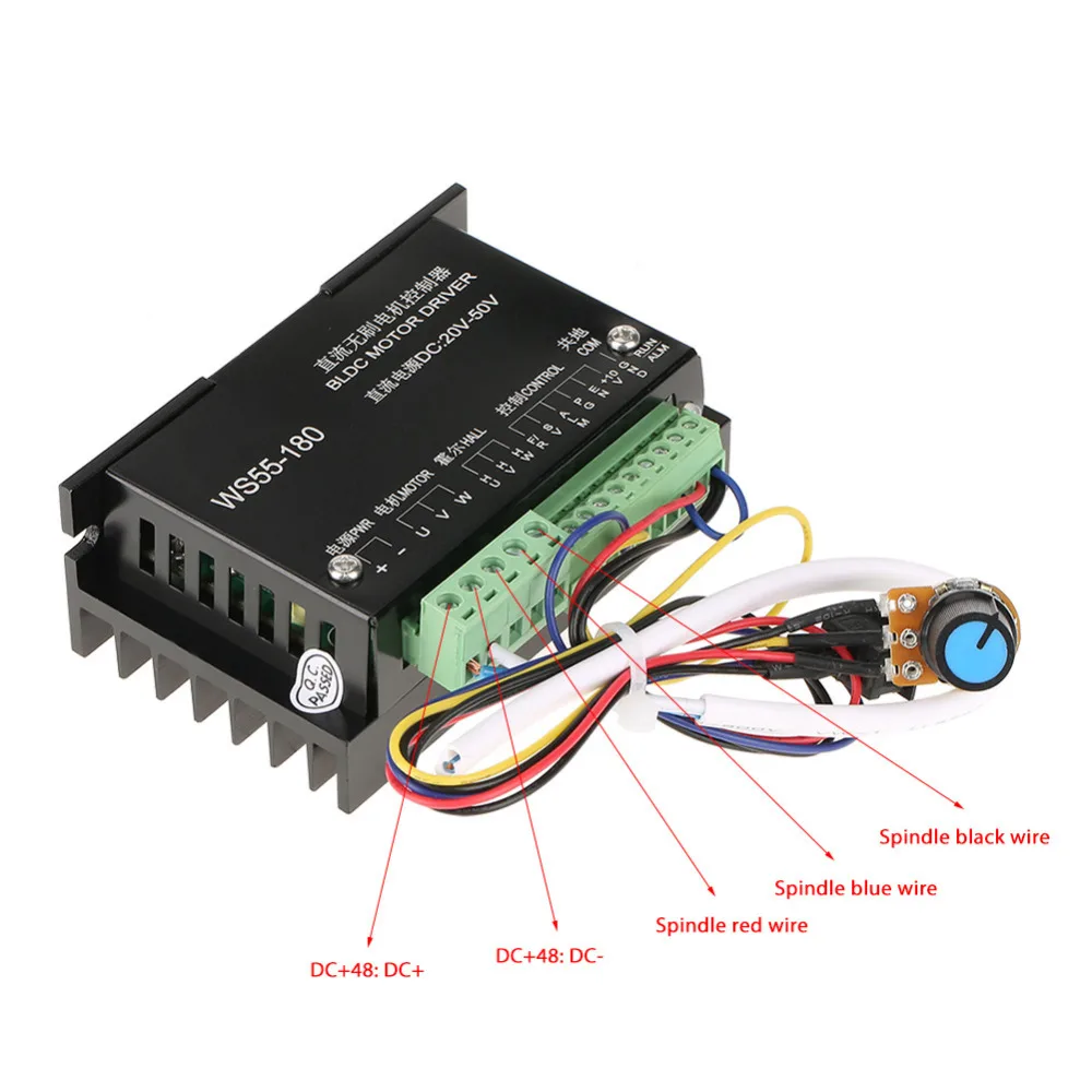 Imagem -02 - Controlador 20v do Motor da C.c.-controlador sem Escova do Motor Bldc do Eixo do Cnc de 50v Ws55180