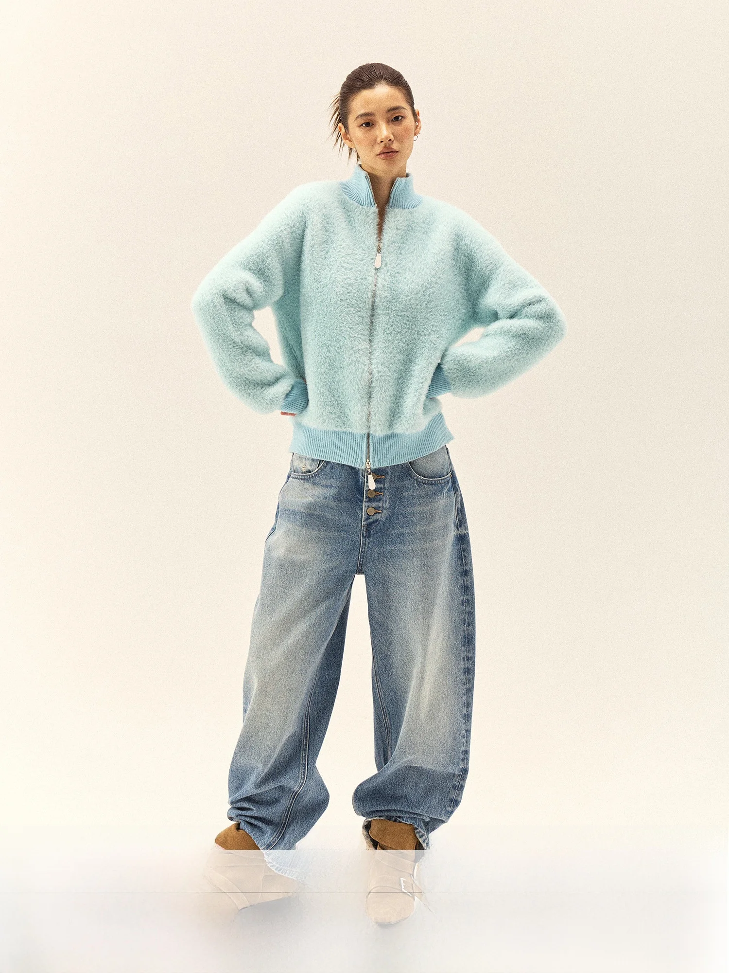 

Женский вязаный свитер Gowirel на молнии с высоким воротом, с бахромой, фактурный, в уличном стиле, утепленный, с длинными рукавами, осень-зима