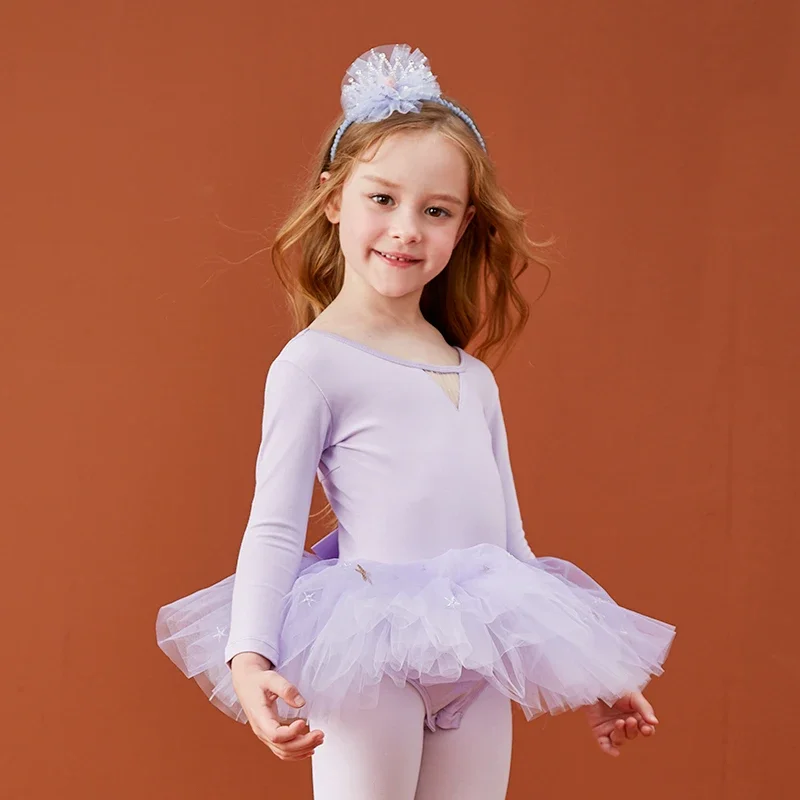 Ballet Tutu Dress Long Sleeves Leotard for Girls Gymnastics Practice Clothes Stage Dance Costume Ballet Skirt Girls