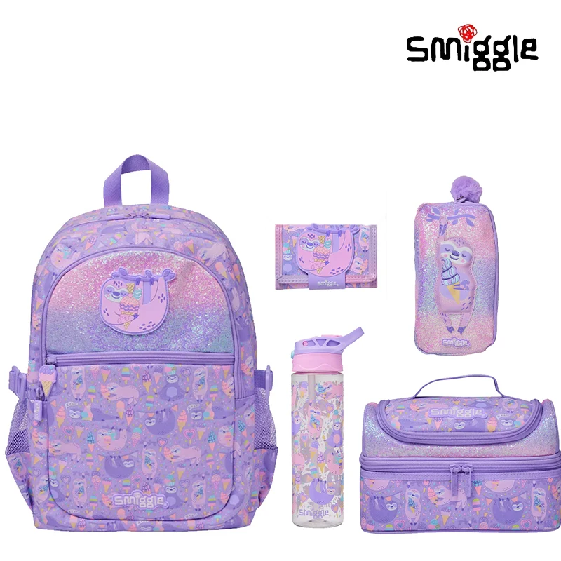 

New Australia Smiggle Light Purple Otter School Bag Children Stationery Student Backpack Wallet Water Cup Lunch Bag Student Gift